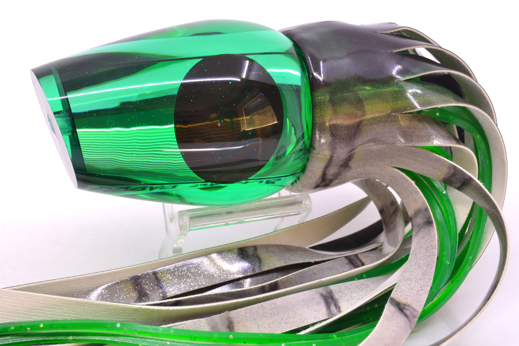 Bonze Lures Green Mirrored Red Eyes Sugar Daddy 14" 15.5oz Fire Tailz Vinyl Green Drip