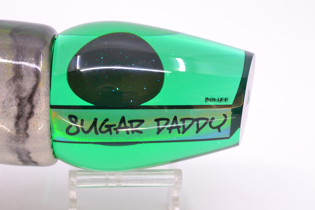 Bonze Lures Green Mirrored Red Eyes Sugar Daddy 14" 15.5oz Fire Tailz Vinyl Green Drip