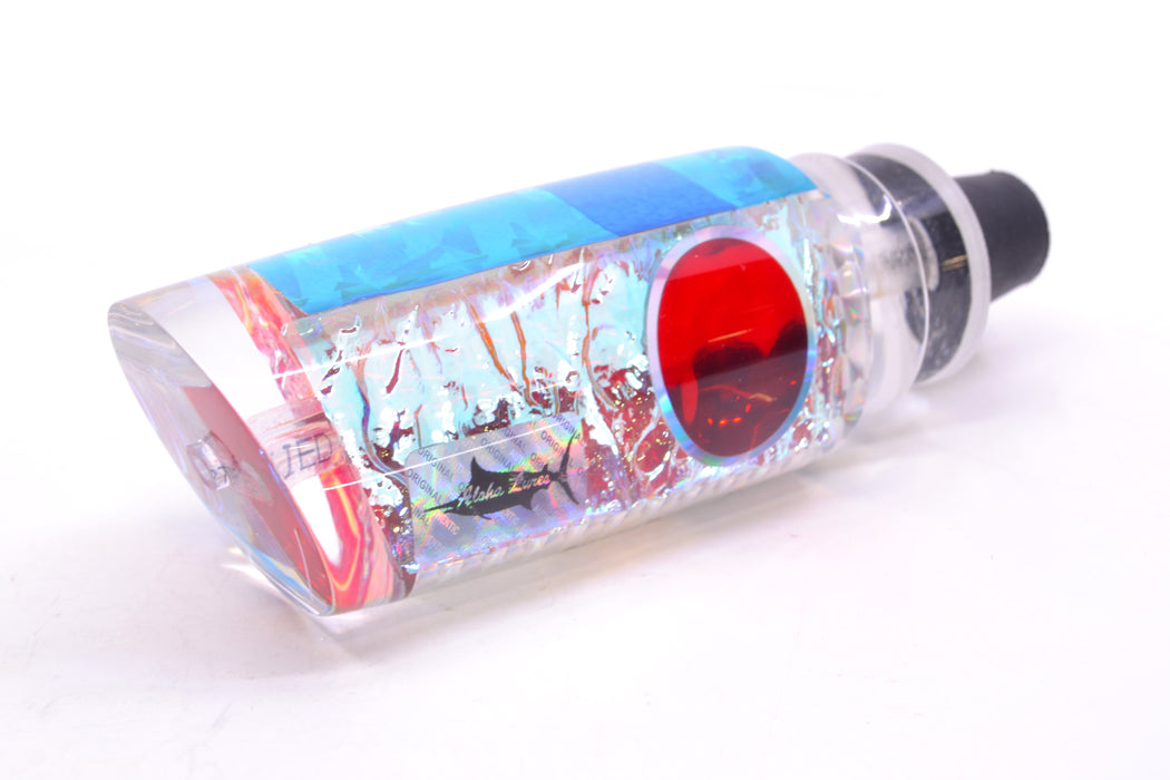 Aloha Lures Ice Rainbow Dichro Ice Blue Rainbow Back Red Eyes Smash Bait 14" 9.5oz