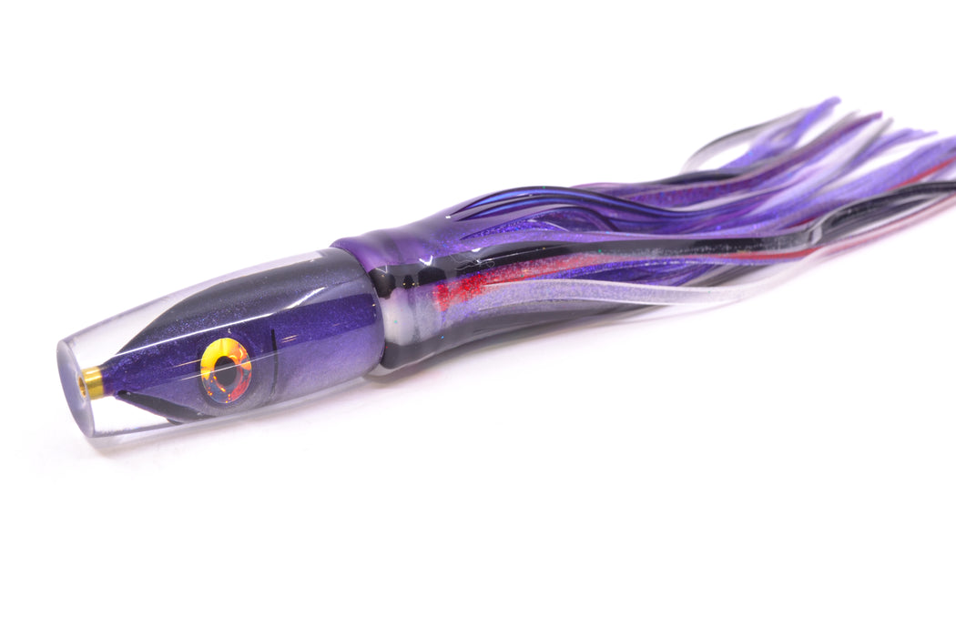 Tsutomu Lures Black-Purple-Silver Fish Head Ali'i Invert 7" 5.7oz Skirted Purple Skipjack