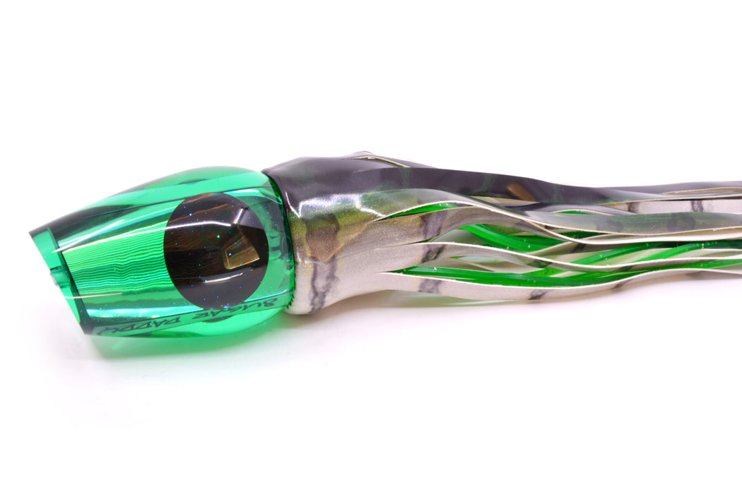 Bonze Lures Green Mirrored Red Eyes Sugar Daddy 14" 15.5oz Fire Tailz Vinyl Green Drip