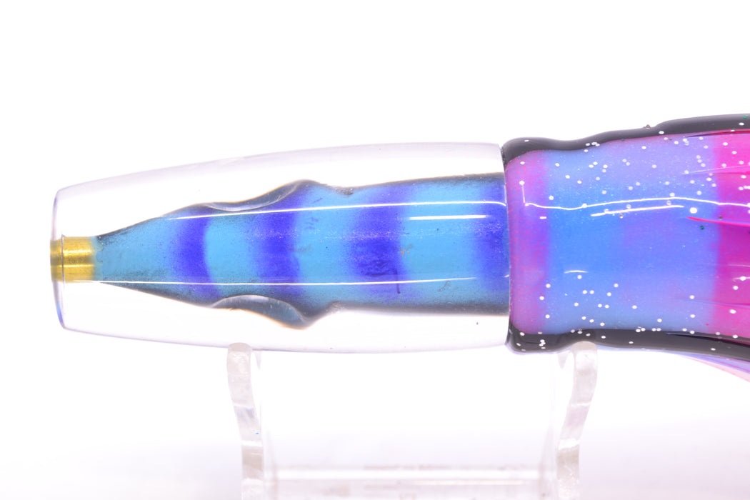 Tsutomu Lures Blue & Purple Bars-Black Line Fish Head Ali'i Invert 7" 5.7oz Skirted Gay Bob
