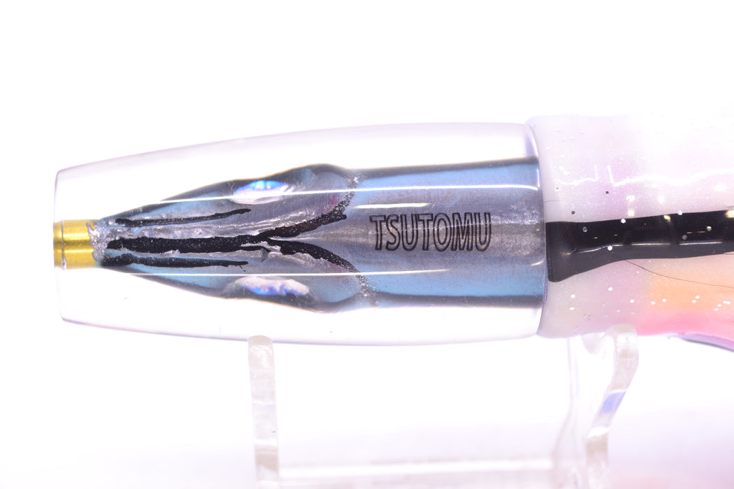 Tsutomu Lures Blue & Purple Bars-Black Line Fish Head Ali'i Invert 7" 5.7oz Skirted Gay Bob