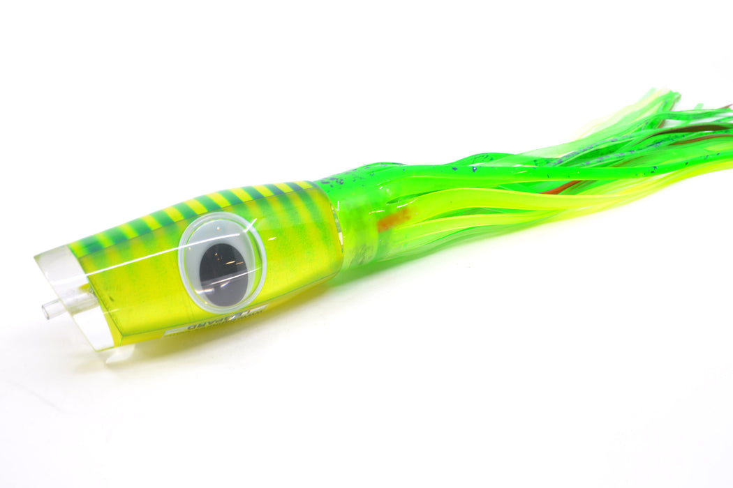 Big T Lures Yellow Pearl Green Striped Back Leopard 12" 10.7oz Skirted Green w/ Black Splatter GZE