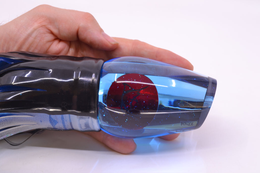 Bonze Lures Ice Blue Mirrored Red Eyes Sugar Daddy 14" 16.5oz Skirted Black Skipjack/Blue