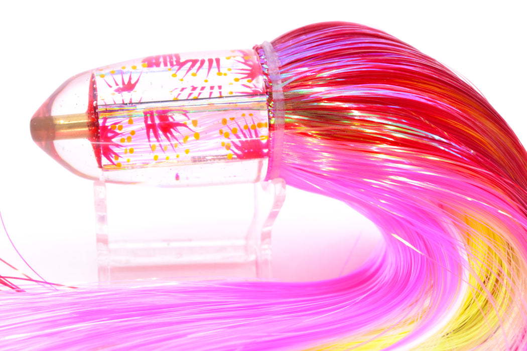 Ganku Lures "Ohia Lehua" Clear Mirrored Bumbucha Bullet 9"+ 7oz Strobez Red-Pink GZE