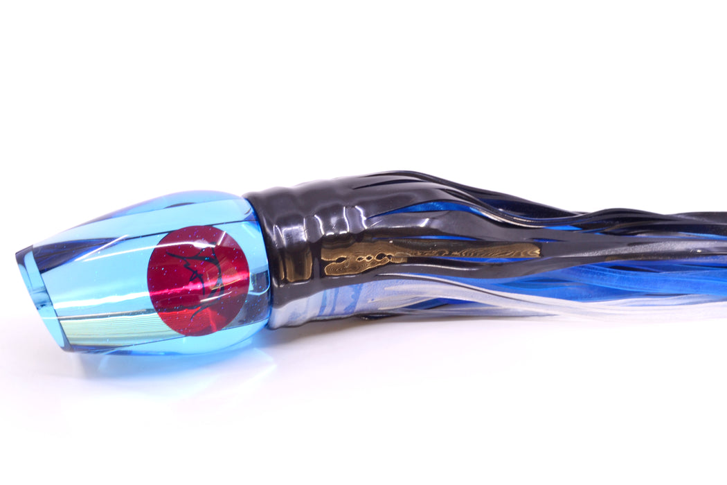 Bonze Lures Ice Blue Mirrored Red Eyes Sugar Daddy 14" 16.5oz Skirted Black Skipjack/Blue