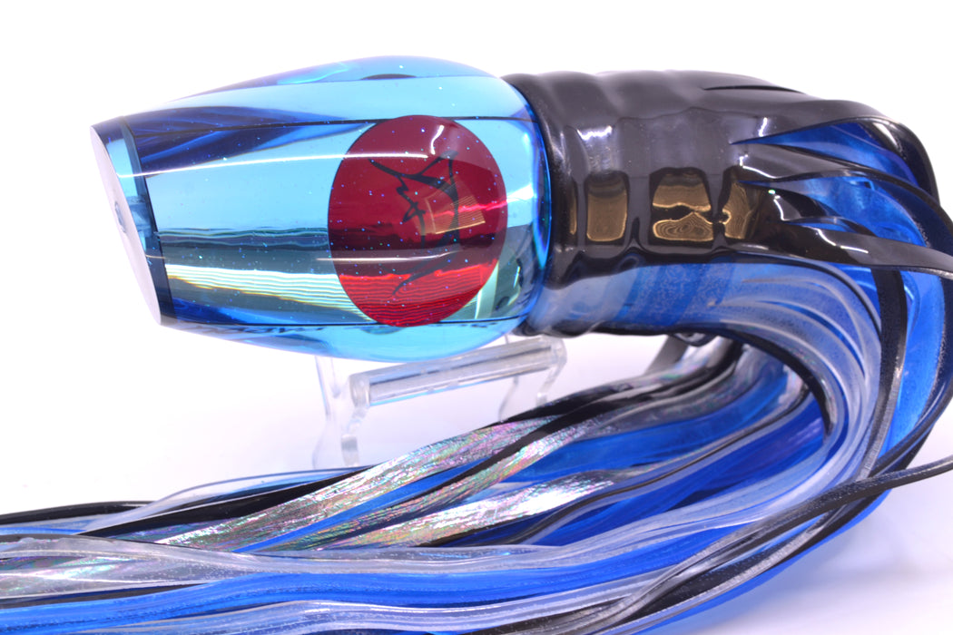 Bonze Lures Ice Blue Mirrored Red Eyes Sugar Daddy 14" 16.5oz Skirted Black Skipjack/Blue