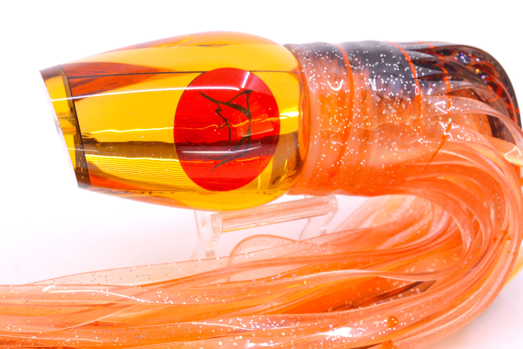 Bonze Lures Amber Mirrored Red Eyes Sugar Daddy 14" 16.5oz Skirted Root Beer-Petrolero