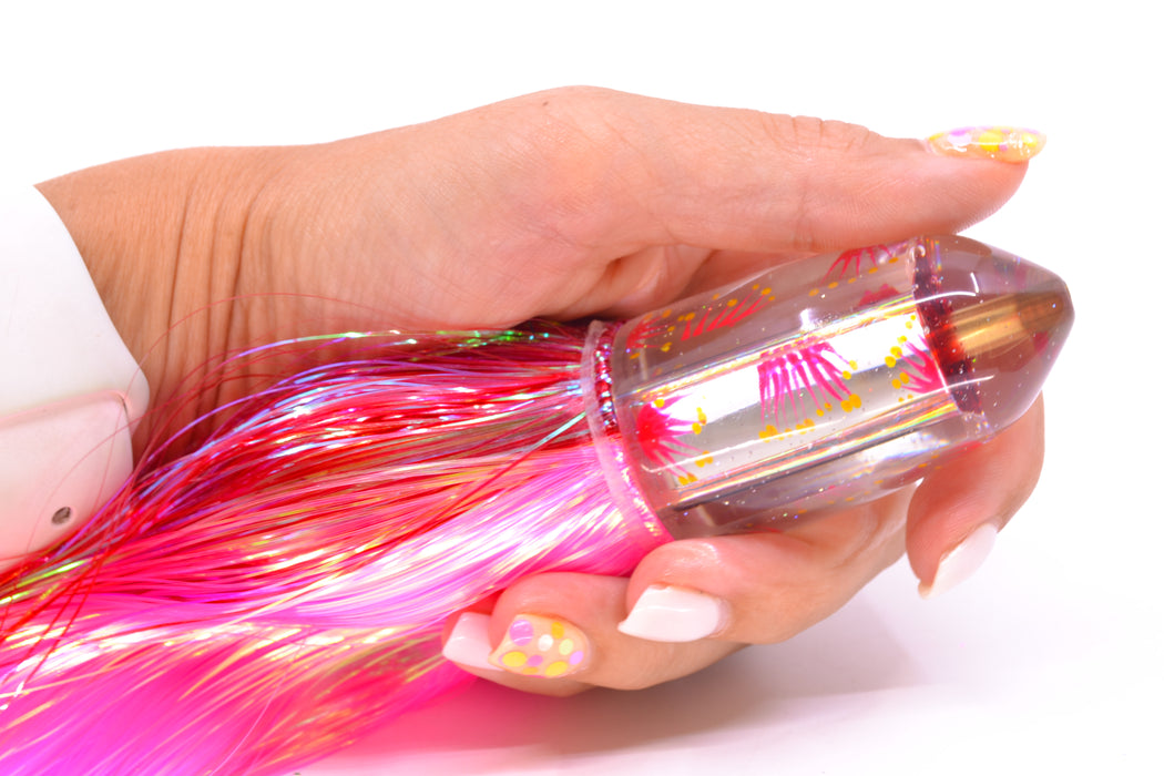 Ganku Lures "Ohia Lehua" Clear Mirrored Bumbucha Bullet 9"+ 7oz Strobez Red-Pink GZE