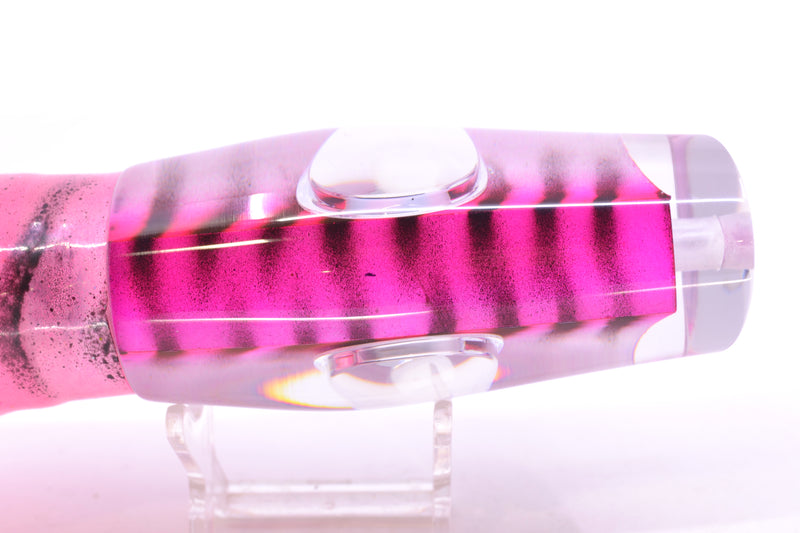 Big T Lures Pink-White Pearl Black Striped Back Leopard 12" 10.7oz Skirted Pink w/ Black Stripes
