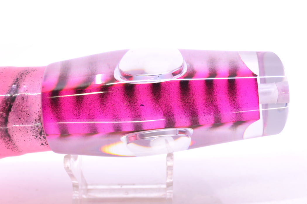 Big T Lures Pink-White Pearl Black Striped Back Leopard 12" 10.7oz Skirted Pink w/ Black Stripes GZE