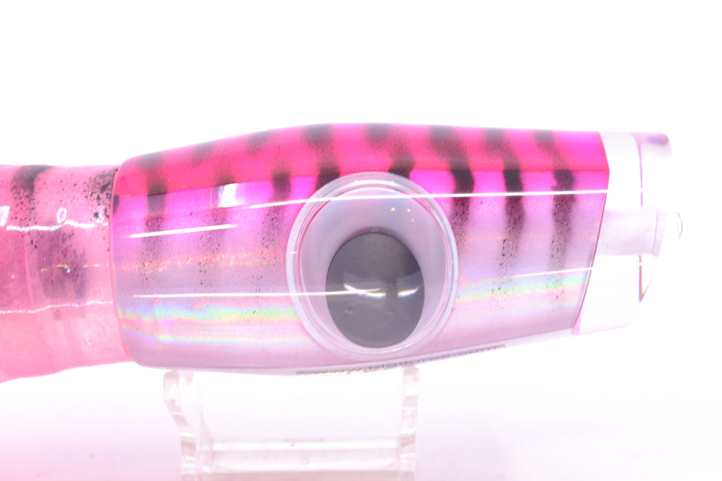 Big T Lures Pink-White Pearl Black Striped Back Leopard 12" 10.7oz Skirted Pink w/ Black Stripes GZE