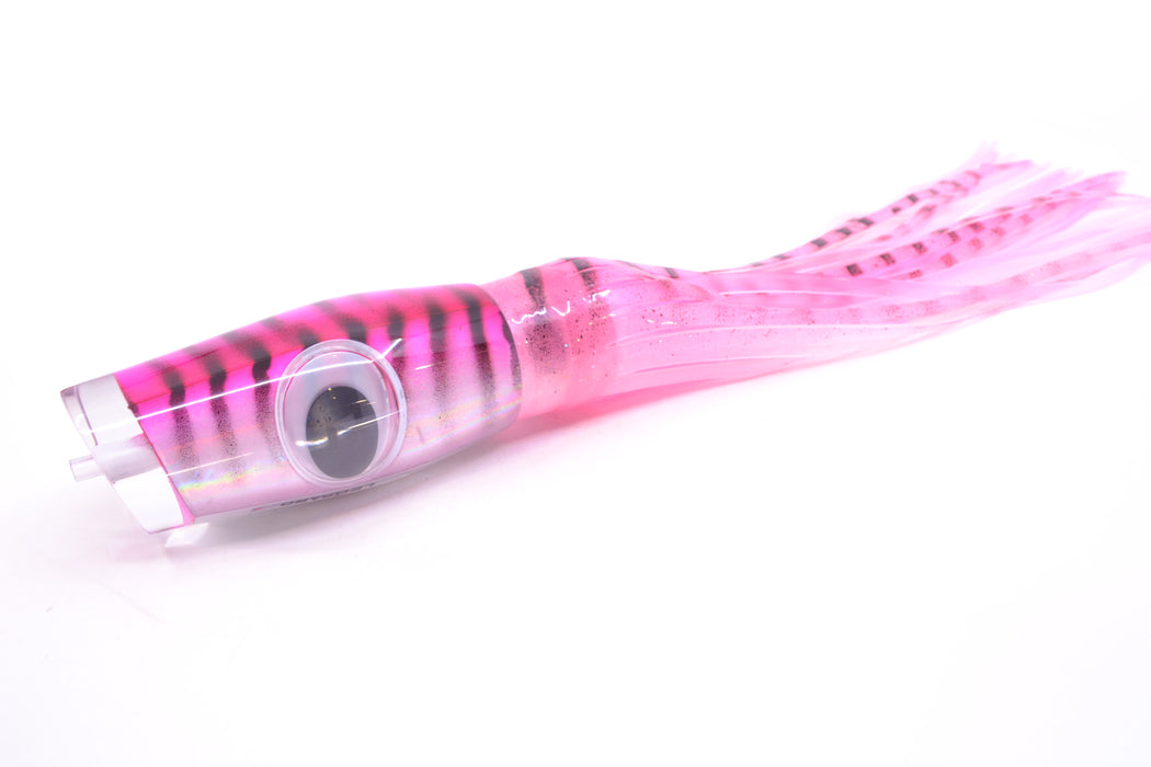 Big T Lures Pink-White Pearl Black Striped Back Leopard 12" 10.7oz Skirted Pink w/ Black Stripes GZE