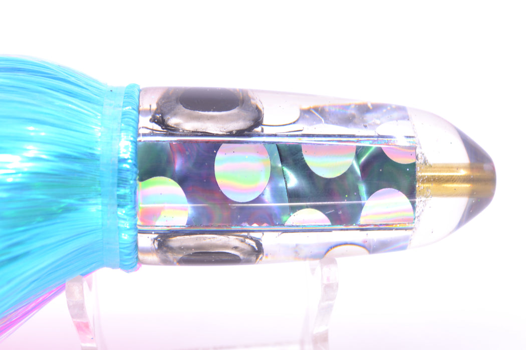 Ganku Lures Silver Dot Abalone Black-Silver Eyes Long Bullet 9" 7oz Strobez Ice Blue/Pink GZE