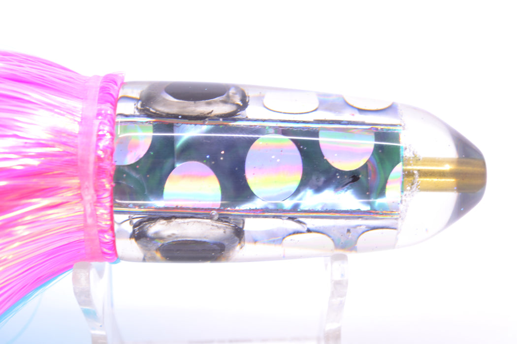 Ganku Lures Silver Dot Abalone Black-Silver Eyes Long Bullet 9" 7oz Strobez Ice Blue/Pink GZE