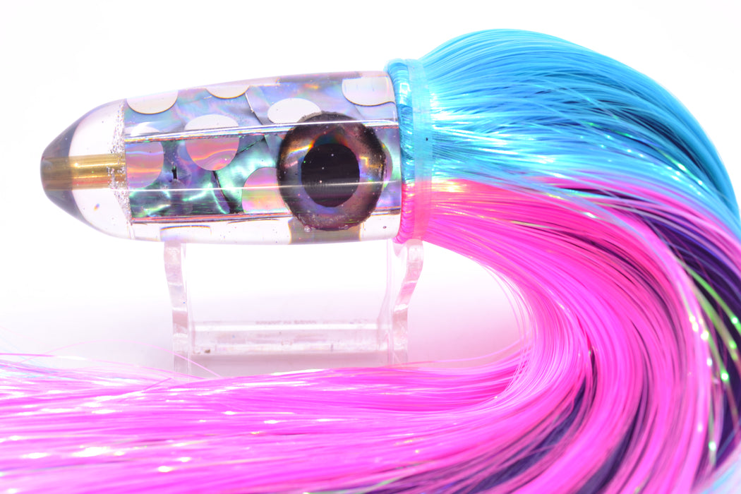 Ganku Lures Silver Dot Abalone Black-Silver Eyes Long Bullet 9" 7oz Strobez Ice Blue/Pink GZE