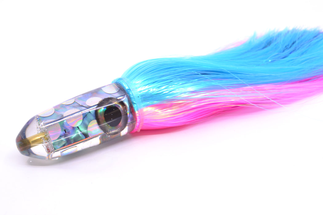 Ganku Lures Silver Dot Abalone Black-Silver Eyes Long Bullet 9" 7oz Strobez Ice Blue/Pink GZE