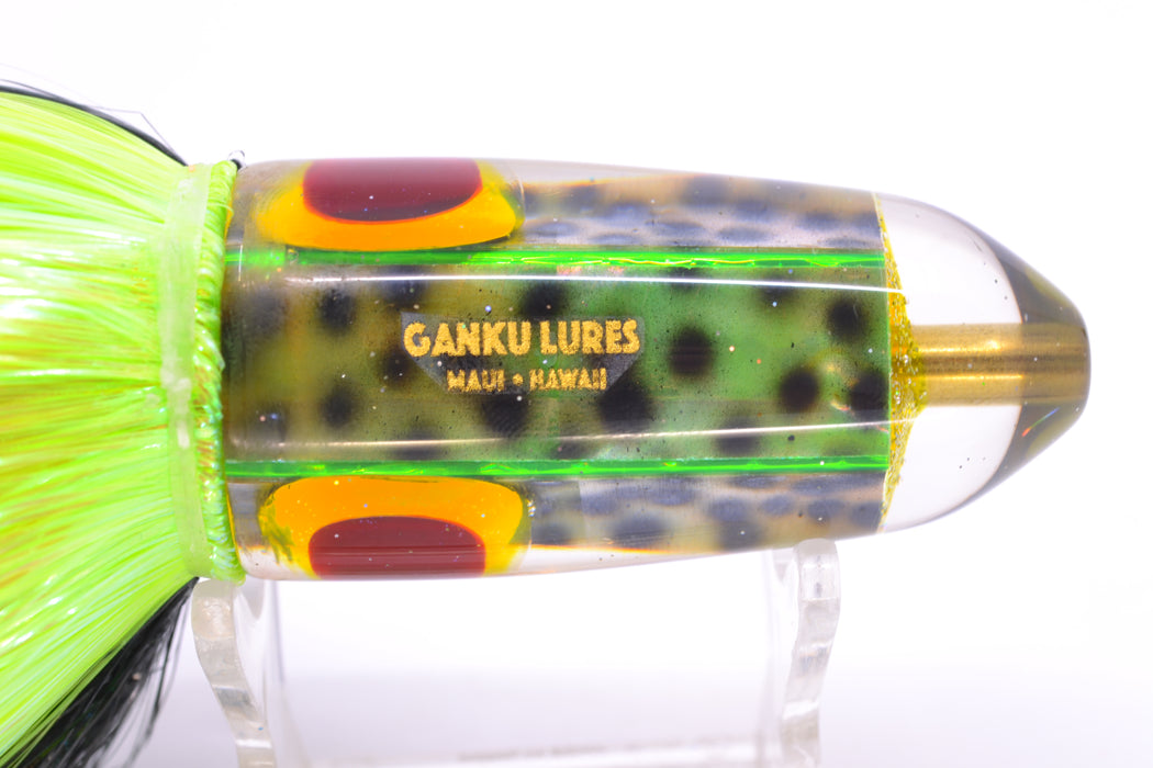 Ganku Lures Green "Tiger Cowrie" Red-Gold Eyes Long Bullet 9" 7oz Strobez Black-Green GZE