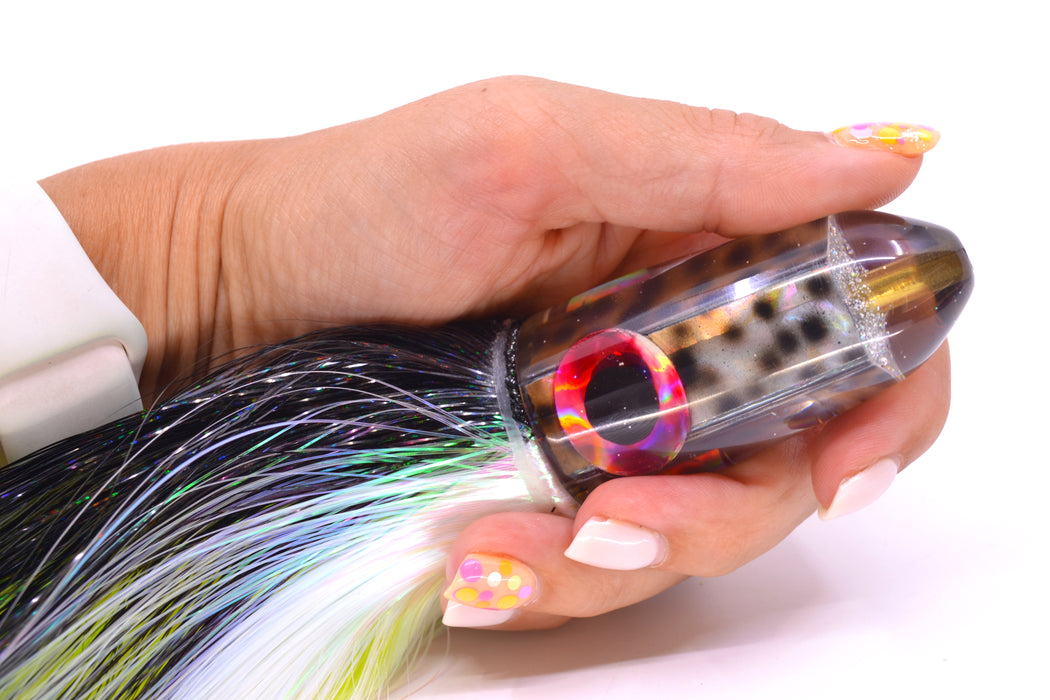 Ganku Lures "Tiger Cowrie" Black-Red Eyes Long Bullet 9" 7oz Strobez Black-White GZE