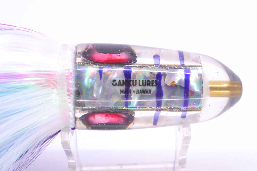 Ganku Lures Gray MOP with Purple Stripes Long Bullet 9" 7oz Strobez Purple-White GZE