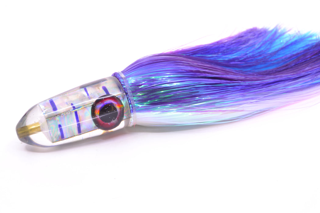 Ganku Lures Gray MOP with Purple Stripes Long Bullet 9" 7oz Strobez Purple-White GZE