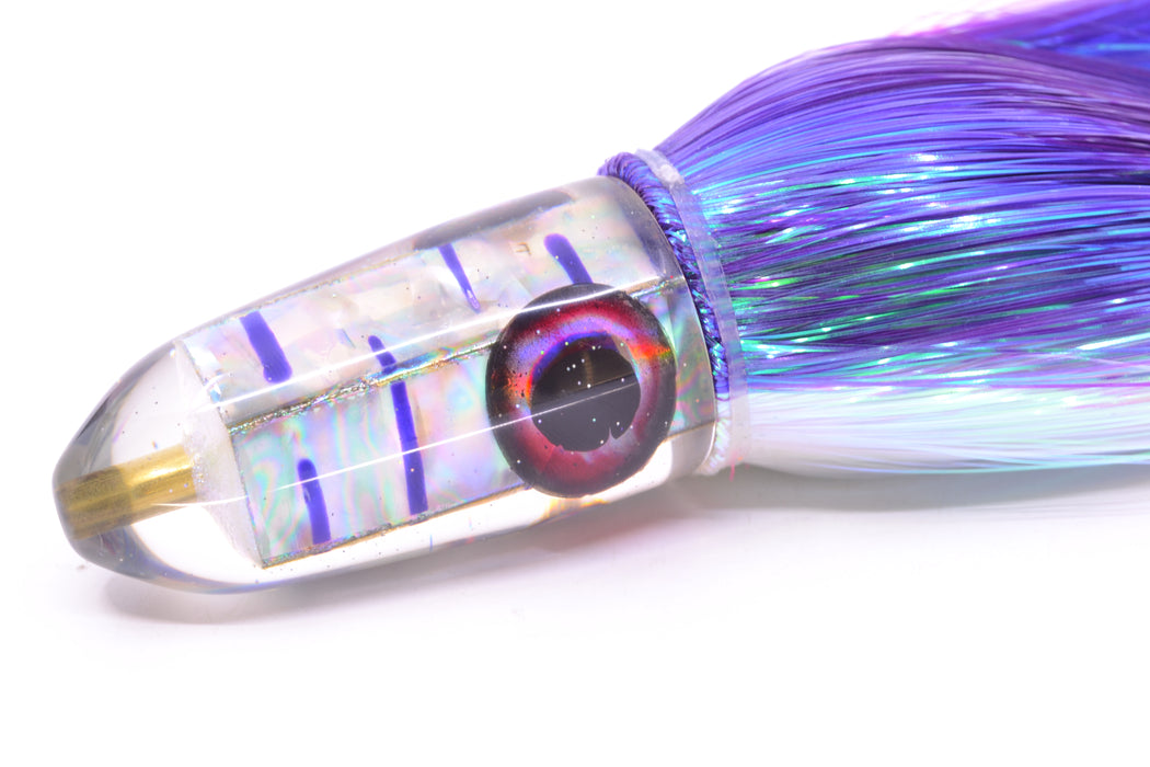 Ganku Lures Gray MOP with Purple Stripes Long Bullet 9" 7oz Strobez Purple-White GZE