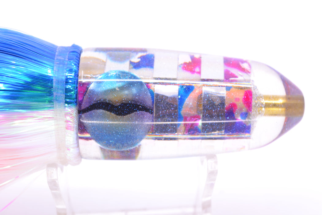 Ganku Lures Silver-MOP Striped Cuttlefish Long Bullet 9" 7oz Strobez Blue-White GZE