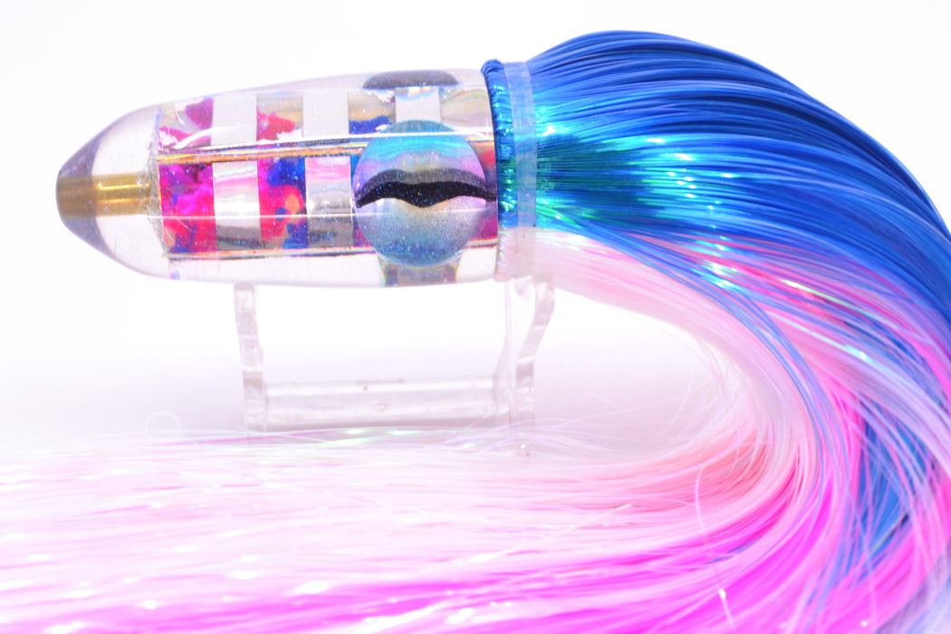 Ganku Lures Silver-MOP Striped Cuttlefish Long Bullet 9" 7oz Strobez Blue-White GZE