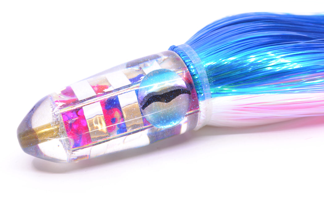 Ganku Lures Silver-MOP Striped Cuttlefish Long Bullet 9" 7oz Strobez Blue-White GZE