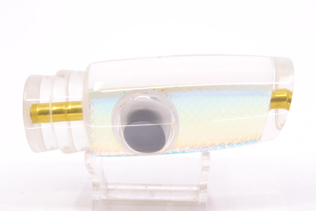 Koya Lures White Rainbow Scale Doll Eyes Medium Kona Plunger 10" 5oz GZE
