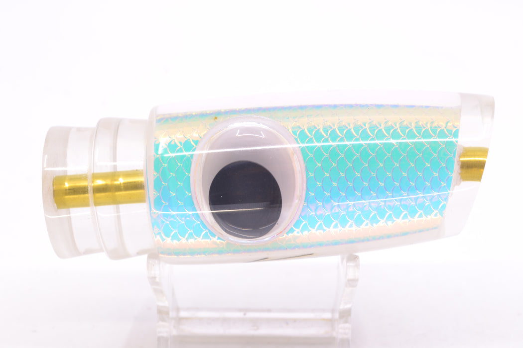 Koya Lures White Rainbow Scale Doll Eyes Medium Kona Plunger 10" 5oz GZE