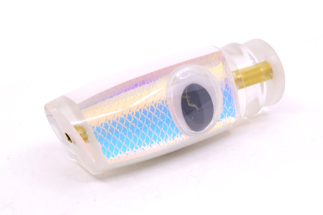 Koya Lures White Rainbow Scale Doll Eyes Medium Kona Plunger 10" 5oz GZE