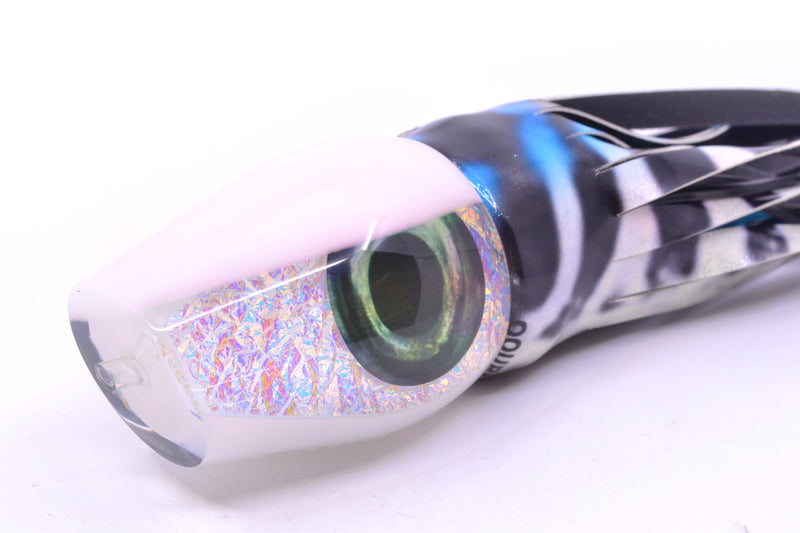 Moyes Lures White Rainbow Dichro White Back Taxi Eyes XL Sumo 16" 16.4oz FT Vinyl Wahoo