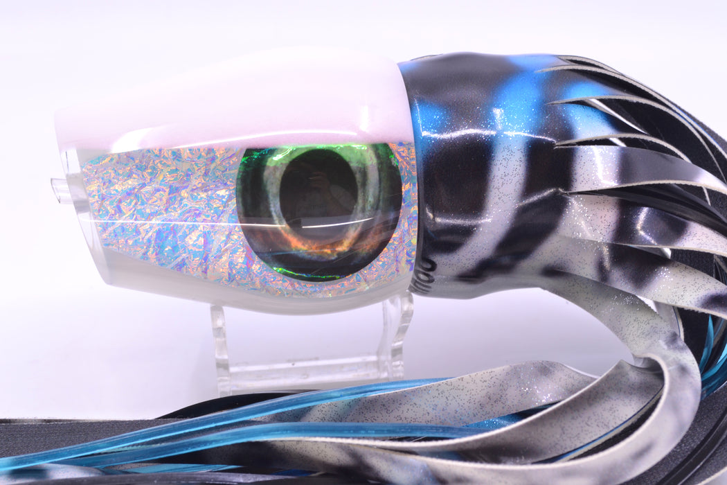 Moyes Lures White Rainbow Dichro White Back Taxi Eyes XL Sumo 16" 16.4oz FT Vinyl Wahoo