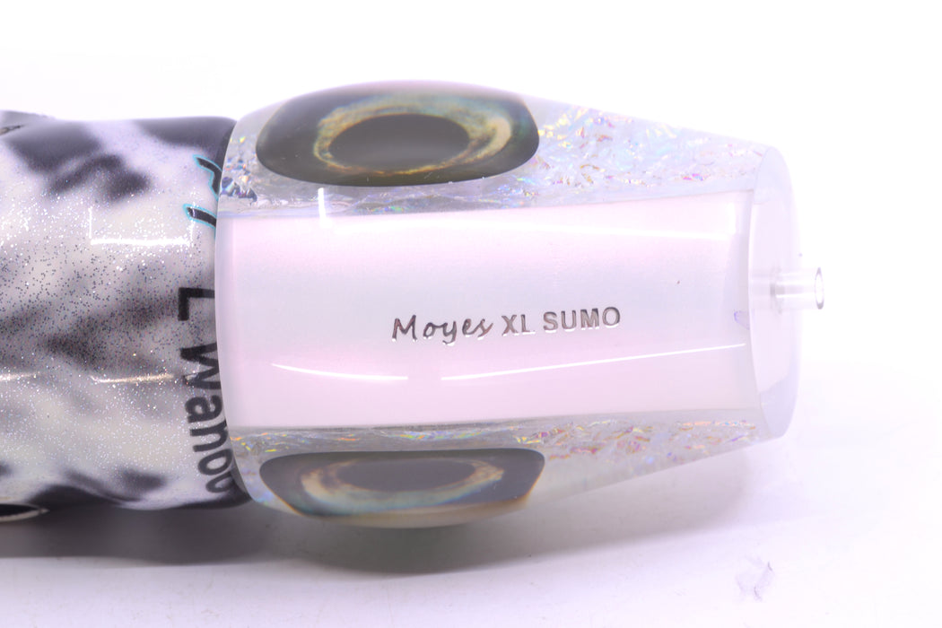 Moyes Lures White Rainbow Dichro White Back Taxi Eyes XL Sumo 16" 16.4oz FT Vinyl Wahoo