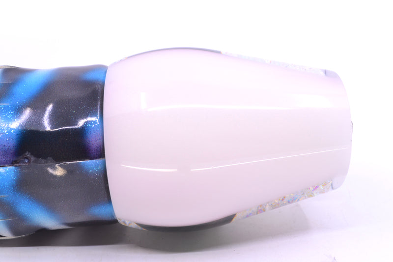 Moyes Lures White Rainbow Dichro White Back Taxi Eyes XL Sumo 16" 16.4oz FT Vinyl Wahoo