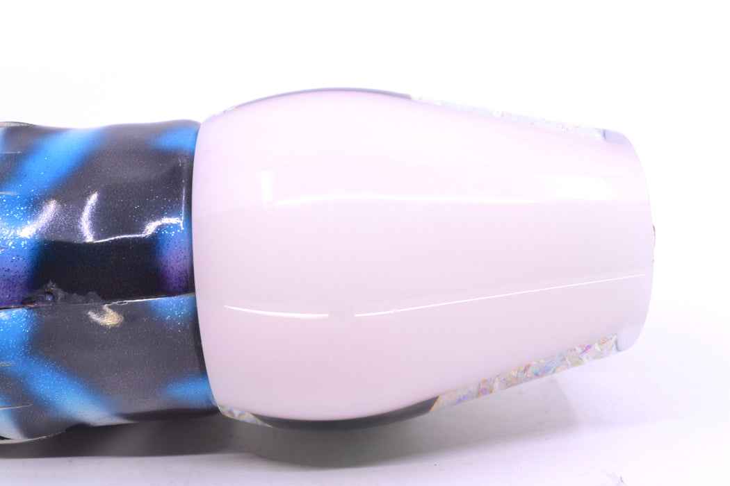 Moyes Lures White Rainbow Dichro White Back Taxi Eyes XL Sumo 16" 16.4oz FT Vinyl Wahoo