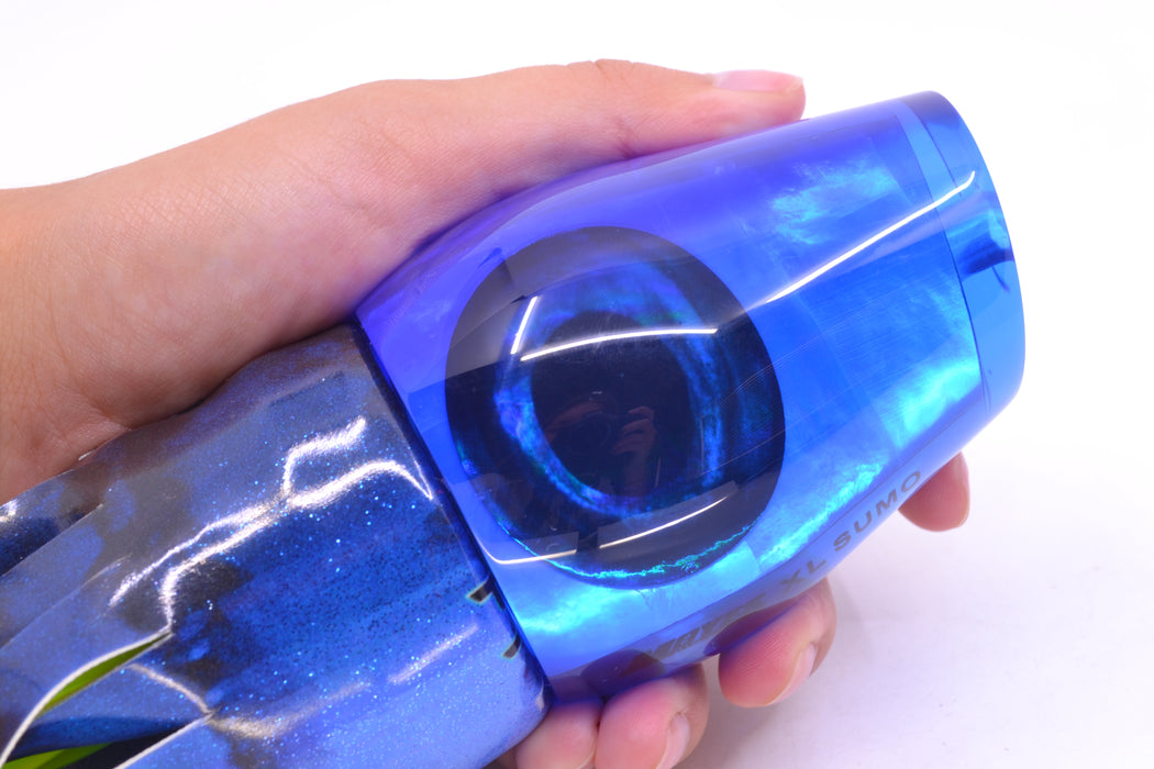 Moyes Lures Ice Blue MOP Blue Back Taxi Eyes XL Sumo 16" 16.4oz FT Vinyl Blue Tiger