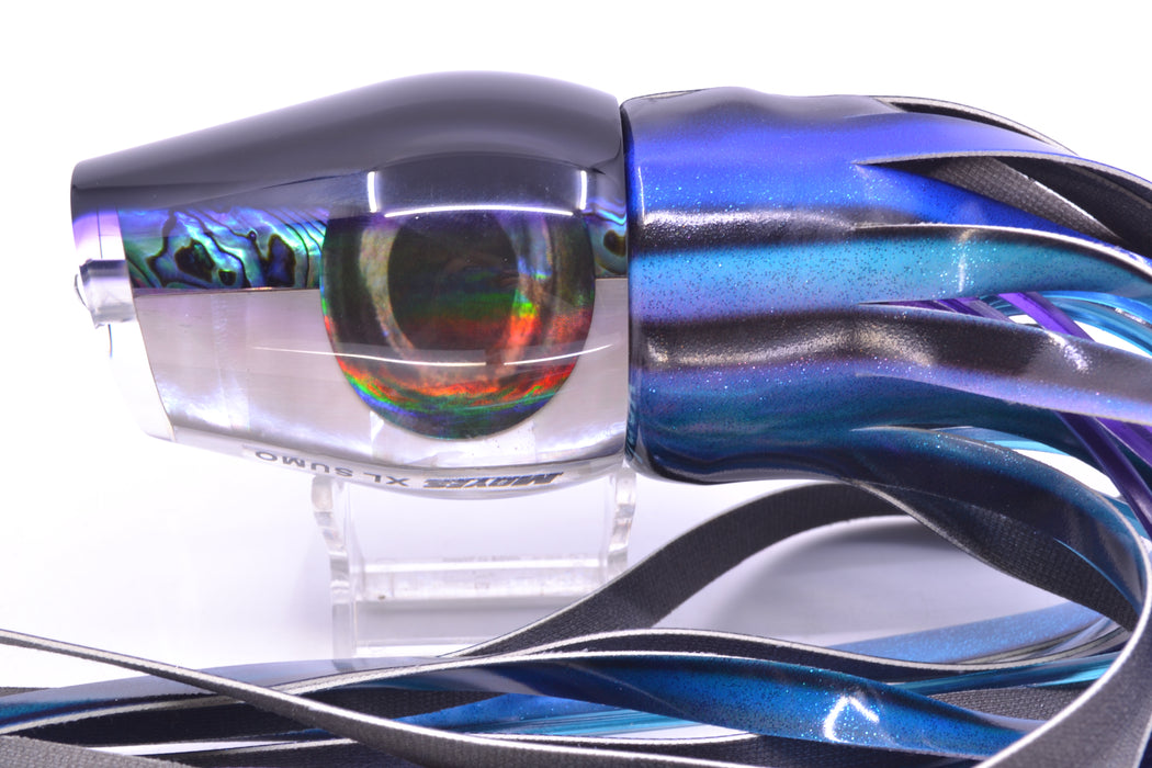 Moyes Lures Skipjack Paua-MOP Black-Purple Back XL Sumo 16" 16.4oz FT Vinyl Skipjack