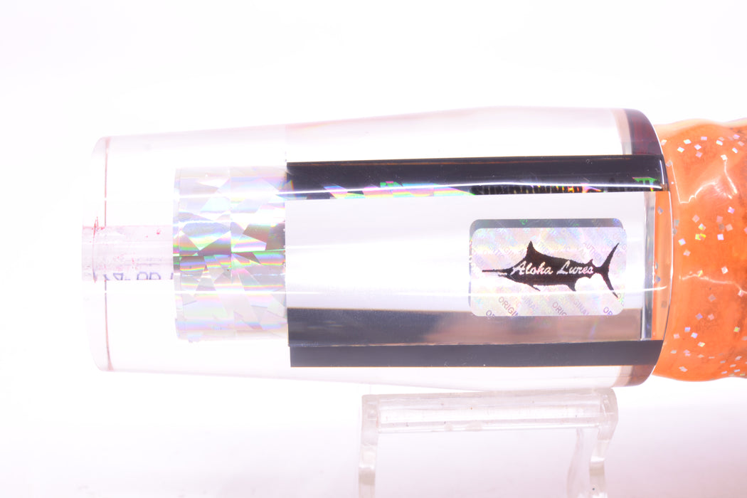 Aloha Lures Clear Mirrored Silver Rainbow Sundowner 14" 11.5oz Skirted Orange-Black Dots