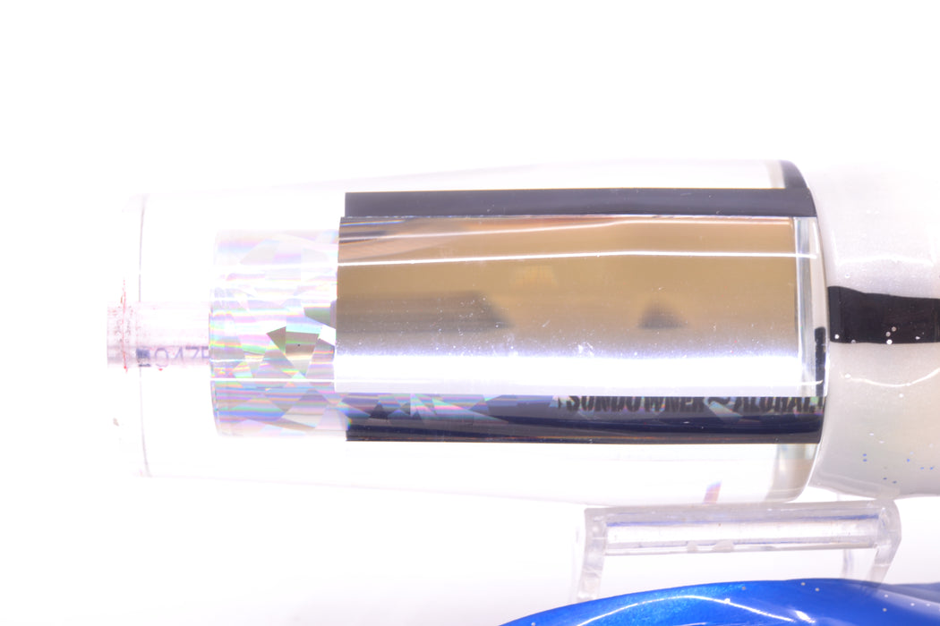 Aloha Lures Clear Mirrored Silver Rainbow Sundowner 14" 11.5oz Skirted White-Blue-Black