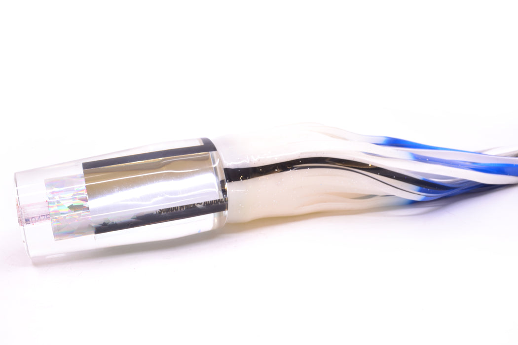 Aloha Lures Clear Mirrored Silver Rainbow Sundowner 14" 11.5oz Skirted White-Blue-Black