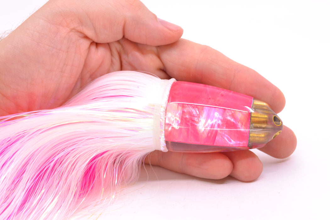 Koya Lures Pink MOP 4-Hole Clean Sweep Bullet 10" 7oz Strobez White/Pink