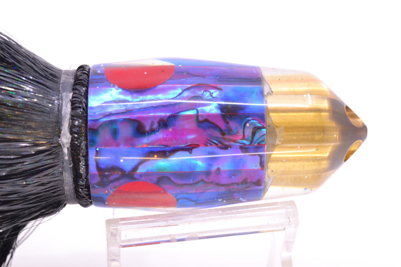 Tanigawa Lures Purple Paua Red Eyes American Express 4-H Bullet 9"+ 9oz Strobez Black