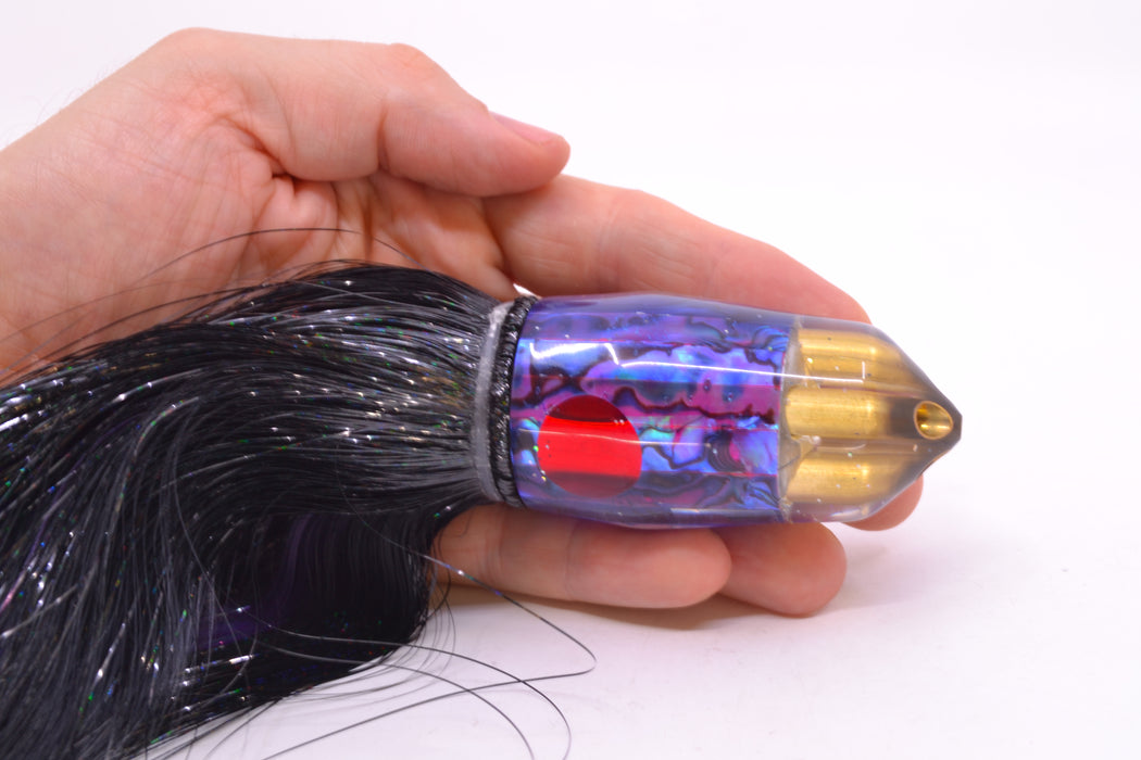 Tanigawa Lures Purple Paua Red Eyes American Express 4-H Bullet 9"+ 9oz Strobez Black