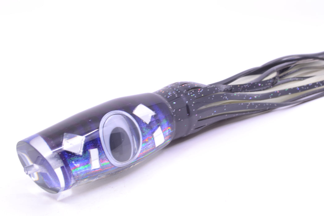 Big T Lures Purple-Silver Pearl Cracked Glass Leopard 12" 10.7oz Skirted Black/Glow