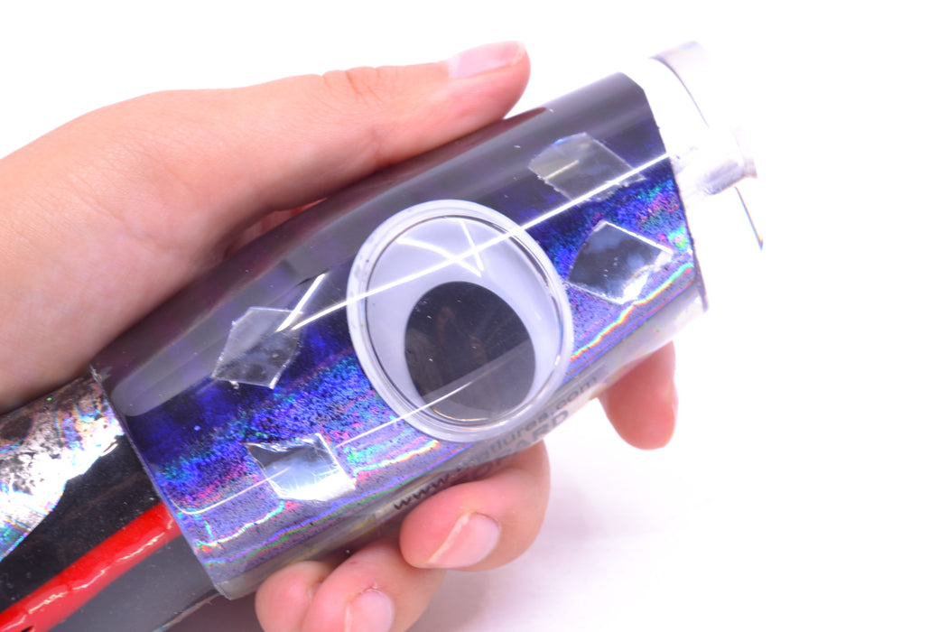 Big T Lures Purple-Silver Pearl Cracked Glass Leopard 12" 10.7oz Skirted Black Aurora Dots