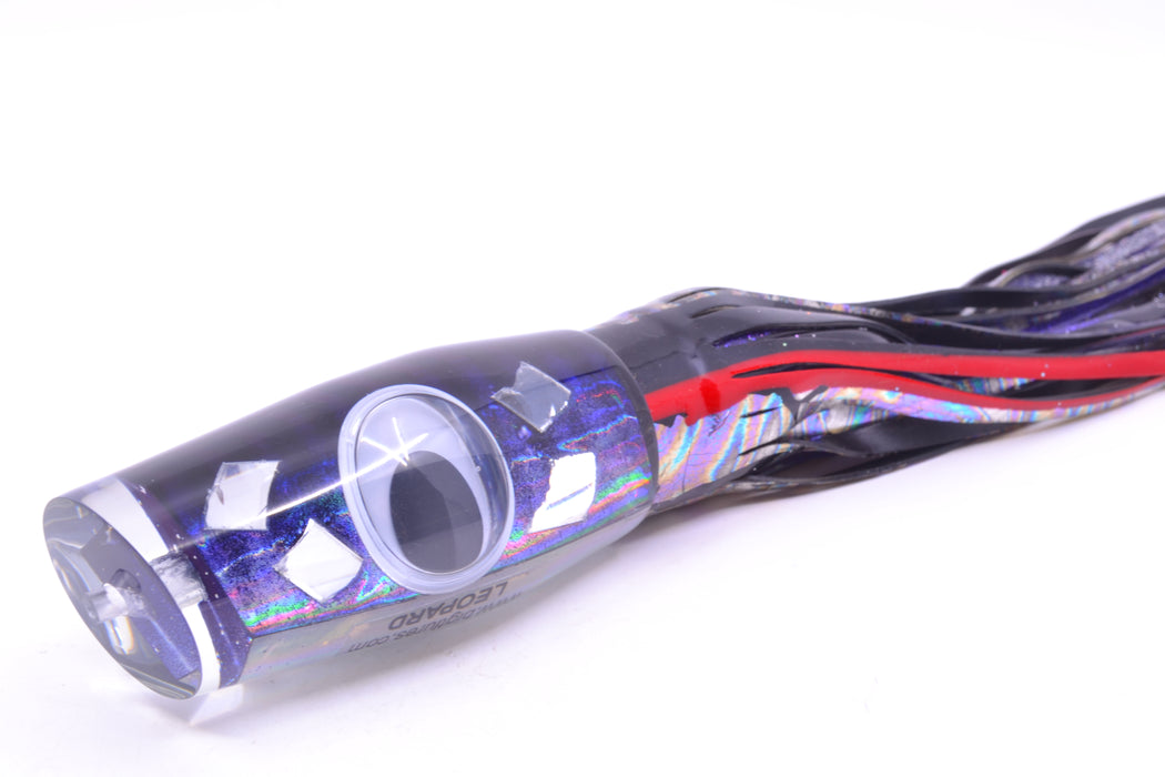 Big T Lures Purple-Silver Pearl Cracked Glass Leopard 12" 10.7oz Skirted Black Aurora Dots