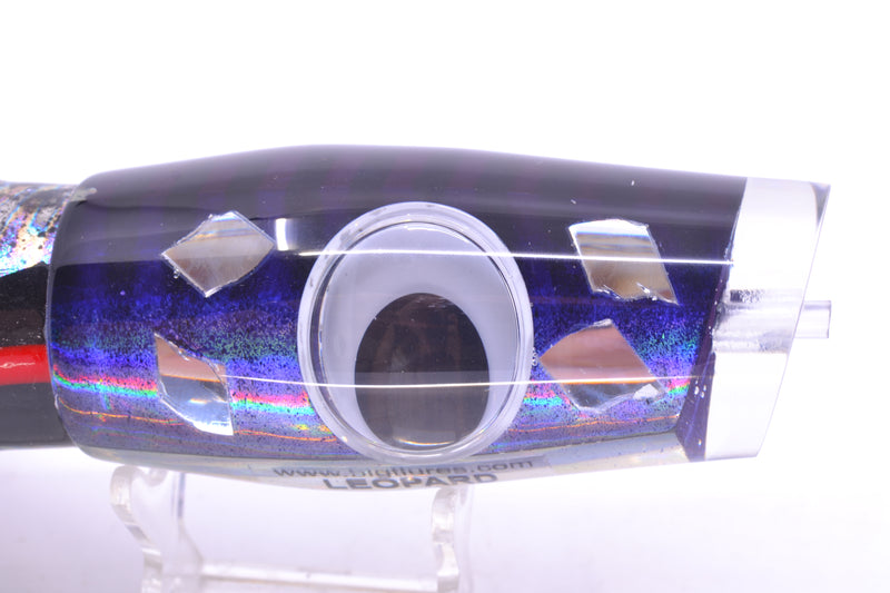 Big T Lures Purple-Silver Pearl Cracked Glass Leopard 12" 10.7oz Skirted Black Aurora Dots